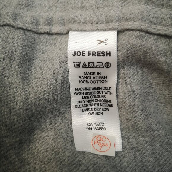 NWT Joe Fresh Men's Size Small Grey Button Front Light Flannel Shirt - Picture 6 of 13